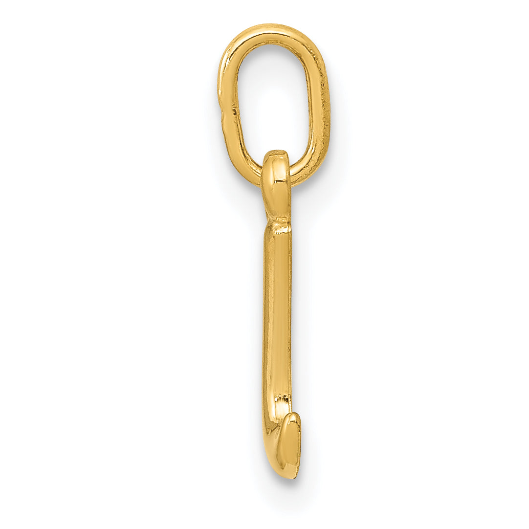 14K Yellow Gold Letter I Initial Charm