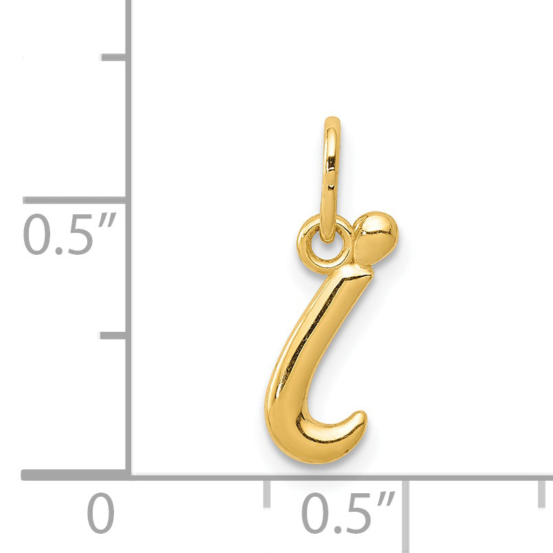 14K Yellow Gold Letter I Initial Charm