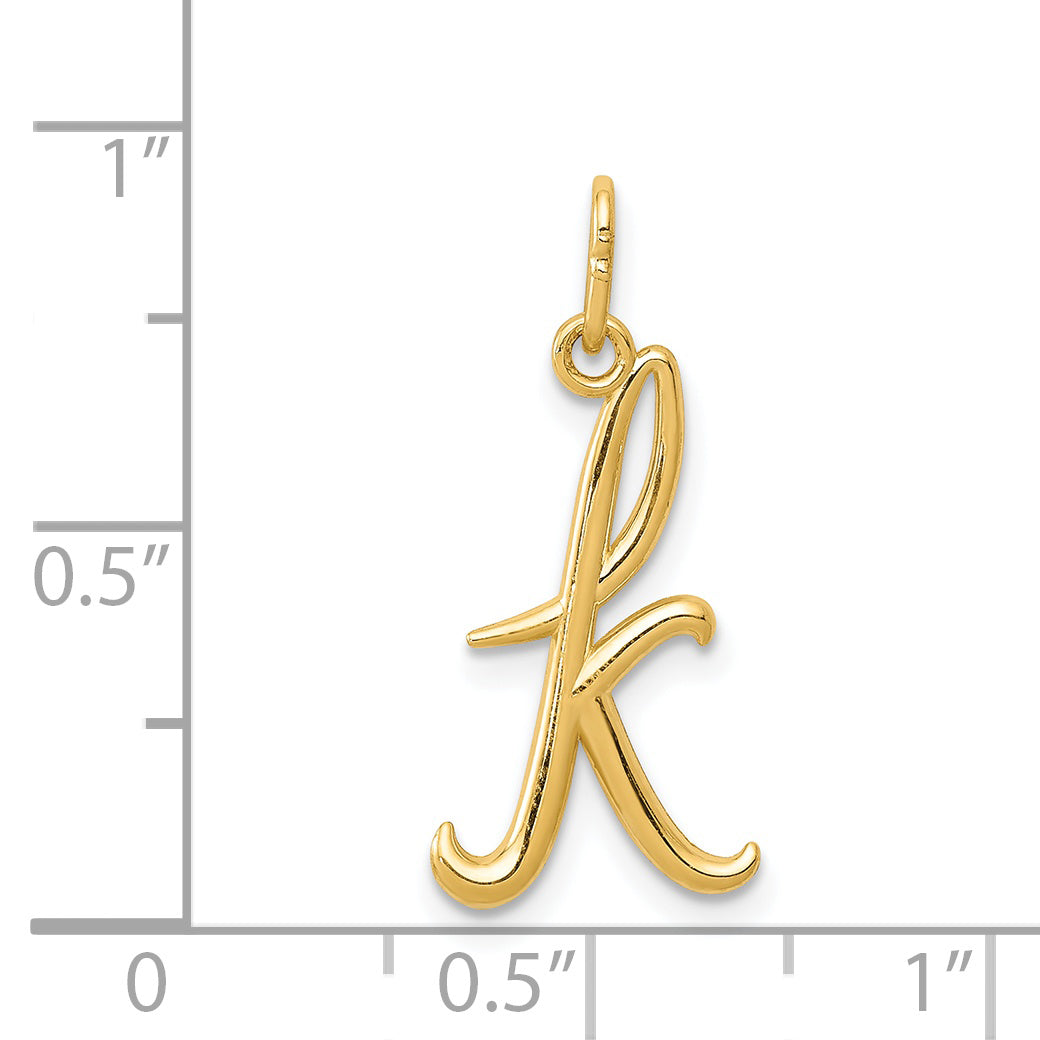 14K Yellow Gold Letter K Initial Charm