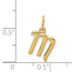 14K Yellow Gold Letter M Initial Charm