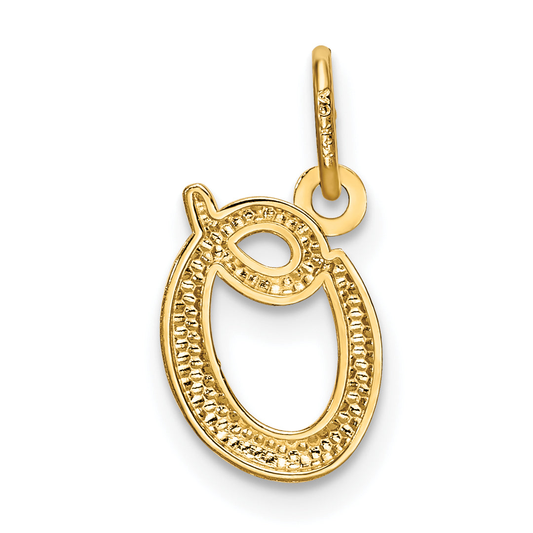 14K Yellow Gold Letter O Initial Charm