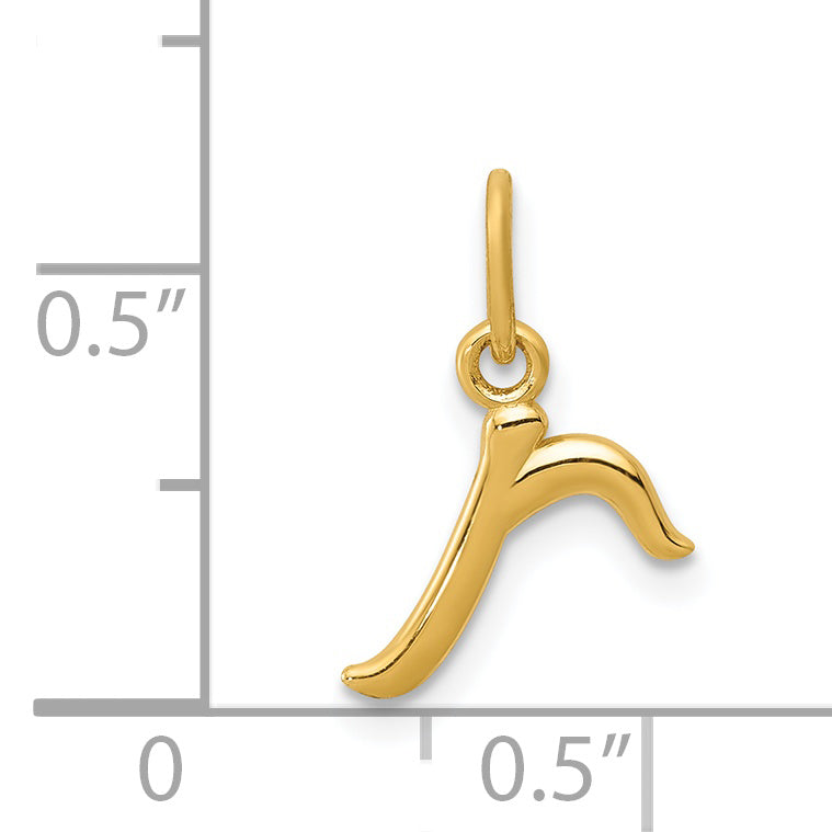 14K Yellow Gold Letter R Initial Charm