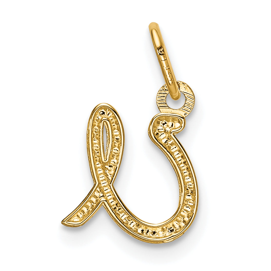 14K Yellow Gold Letter U Initial Charm
