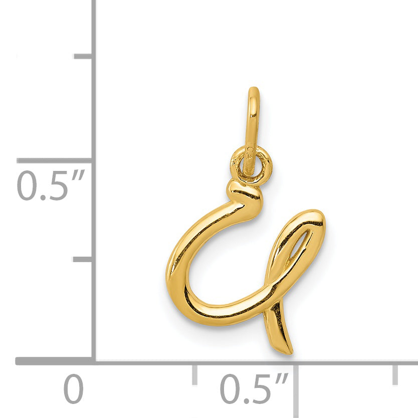 14K Yellow Gold Letter U Initial Charm