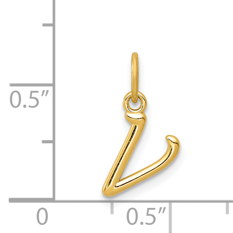 14K Yellow Gold Letter V Initial Charm
