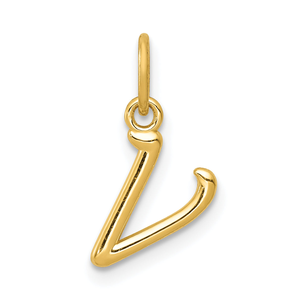 14k Yellow Gold Letter V Initial Charm