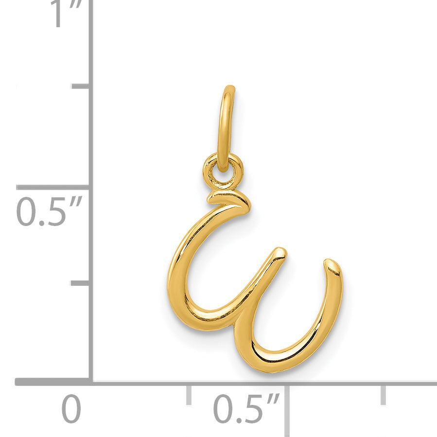 14K Yellow Gold Letter W Initial Charm