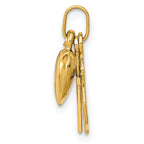 14K Polished Heart Cross Anchor Pendant