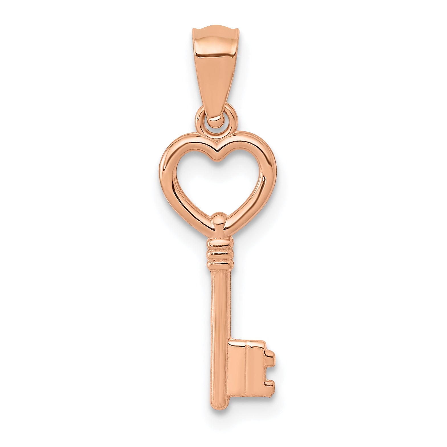 14K Rose Gold 3D Polished Heart Key Charm Main image