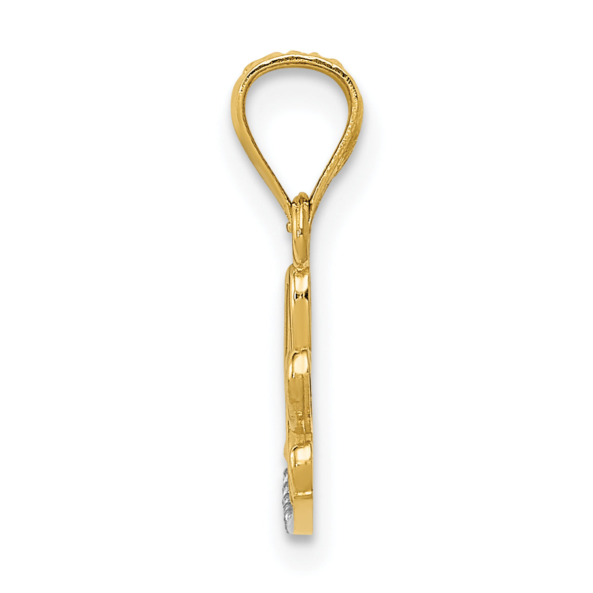 14K With Rhodium Diamond-cut LOVE Pendant Secondary image