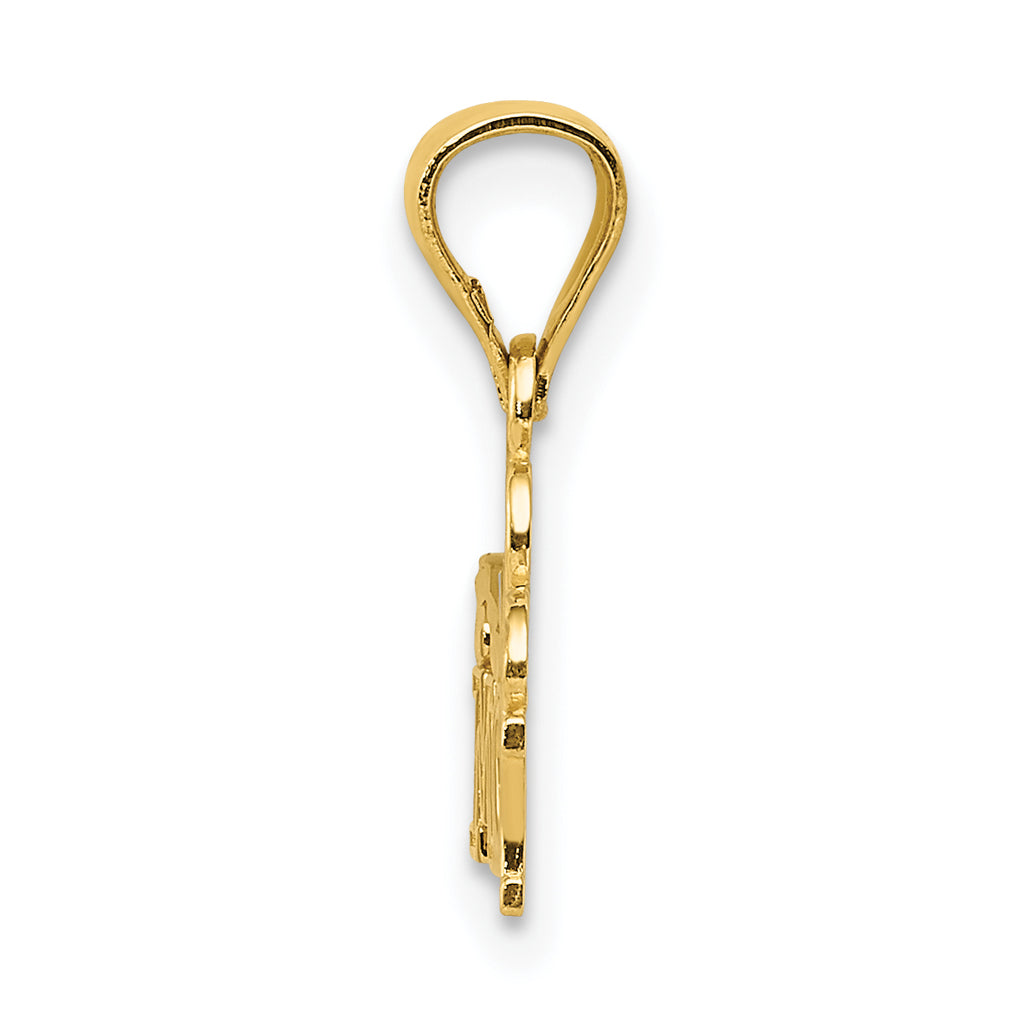 14K Yellow Gold I Heart Mommy Pendant