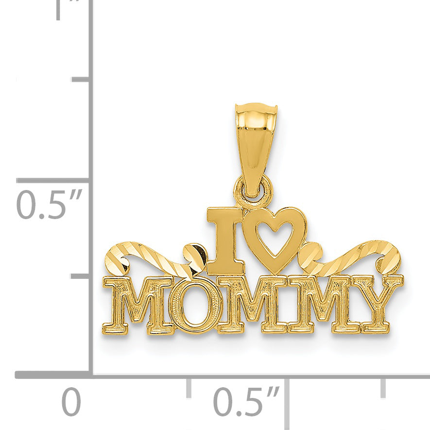 14K Yellow Gold I Heart Mommy Pendant