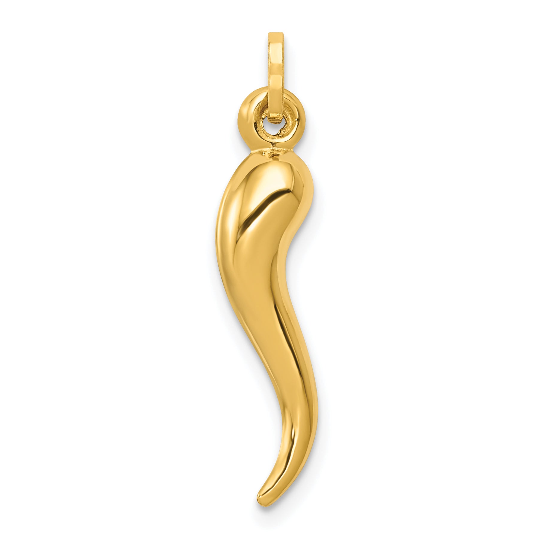 14k Hollow 3D Italian Horn Charm Main image
