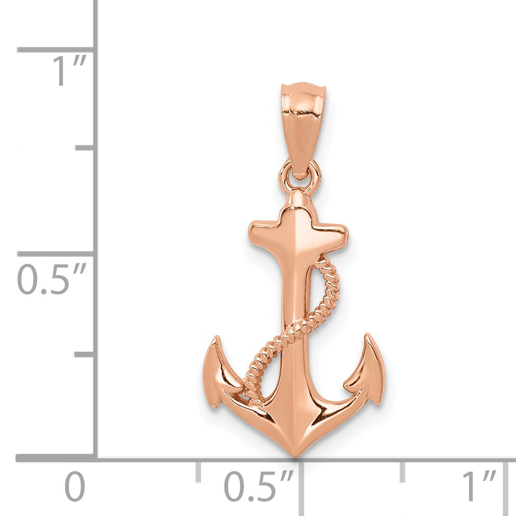 14K Rose Gold Anchor Pendant