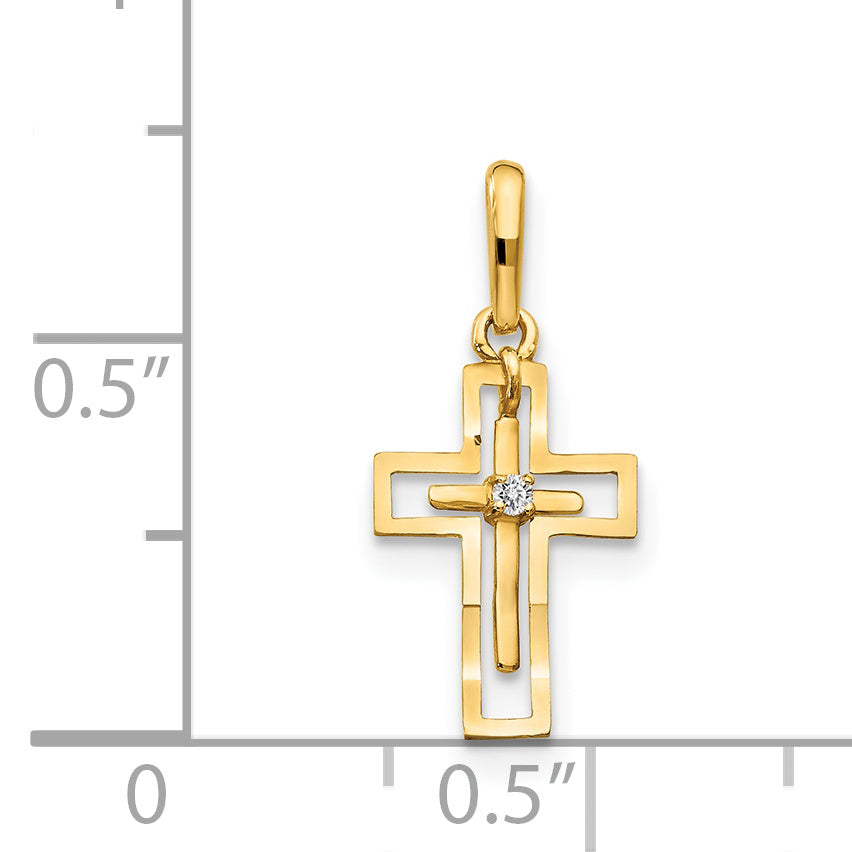 14K CZ Diamond-cut Children's Cross Pendant
