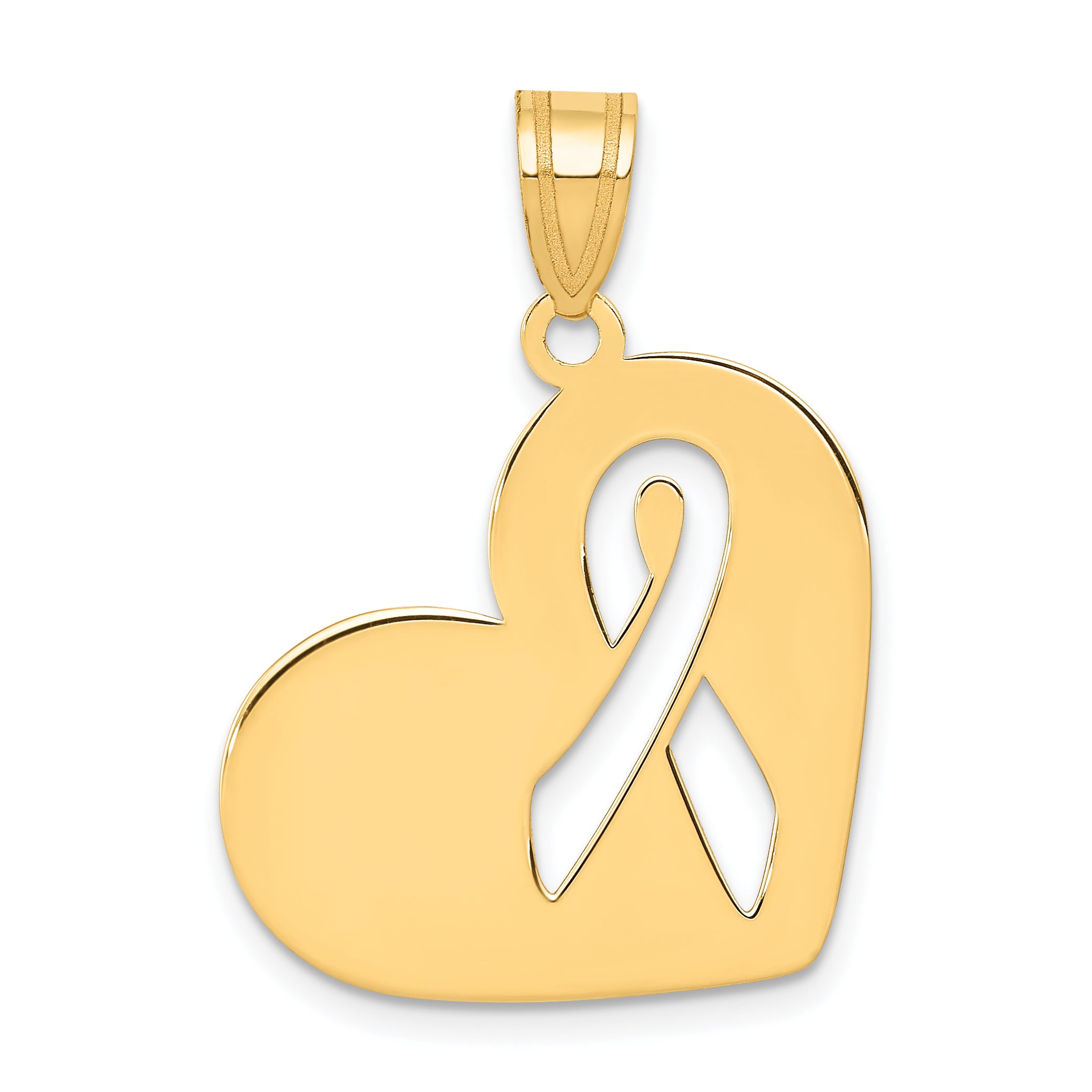 14k Heart W/Cut Out Awareness Ribbon Charm Main image