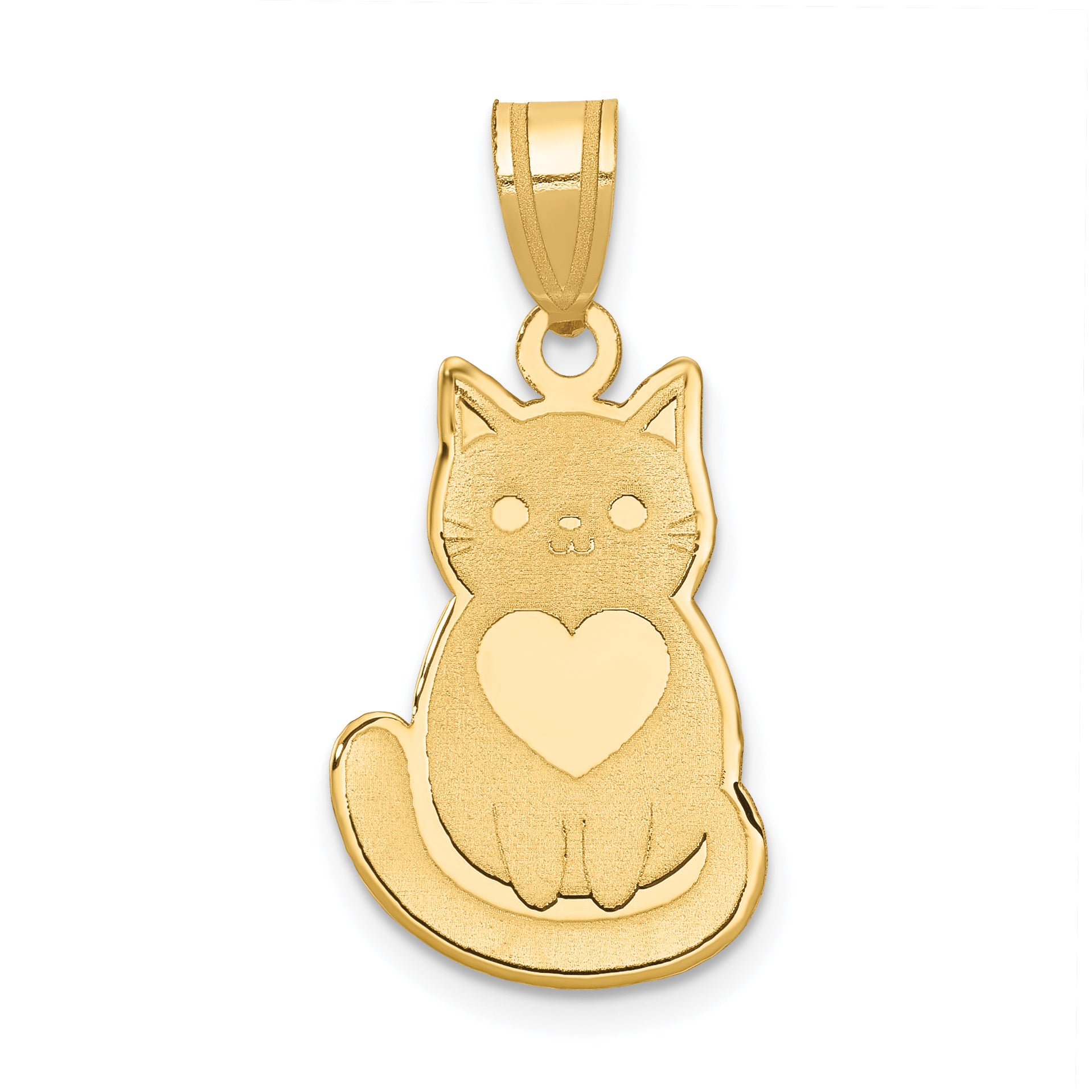 14k Laser Cut Cat with Heart Charm Main image