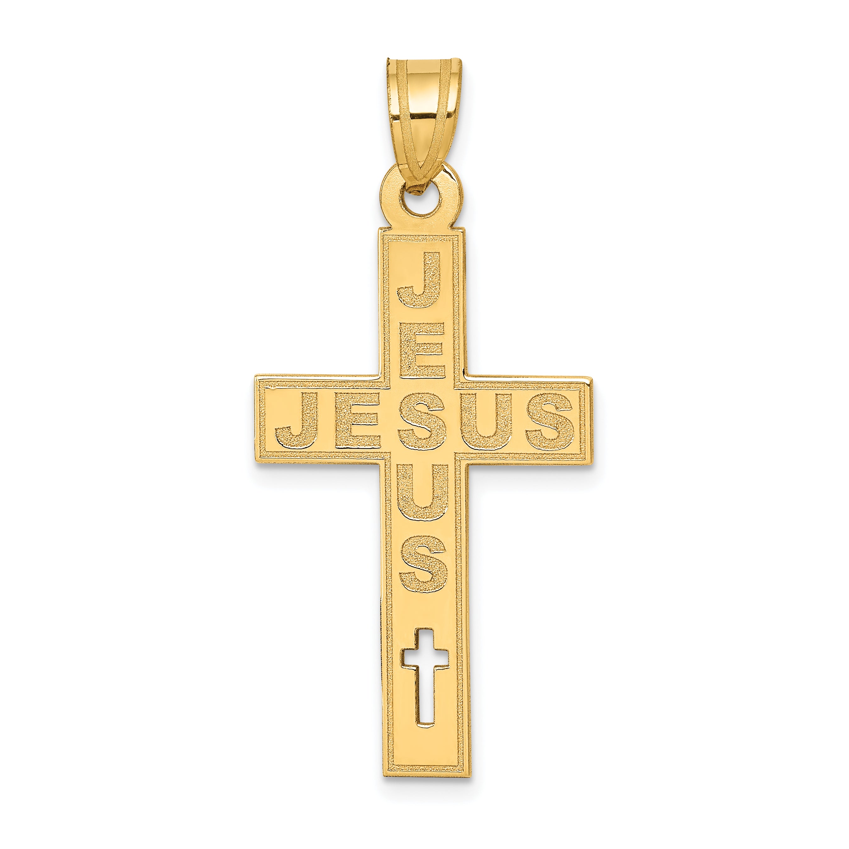 14K Laser Cut JESUS Cross Charm Main image