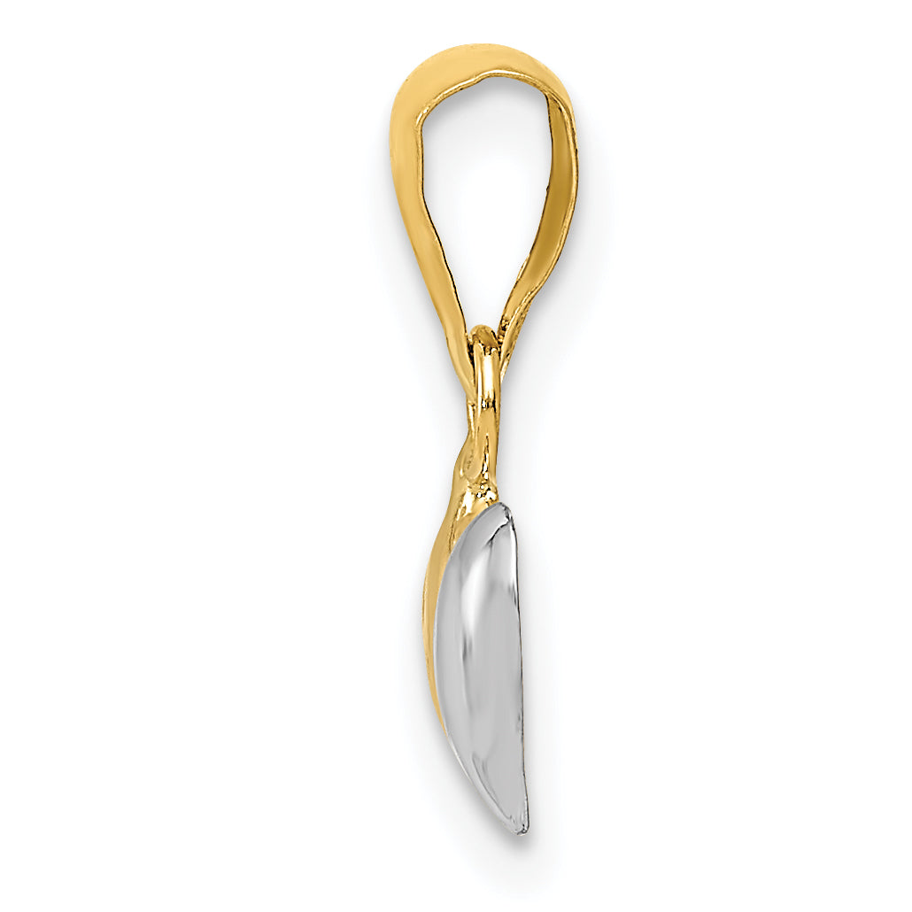 14K with Rhodium Polished Two Heart Pendant