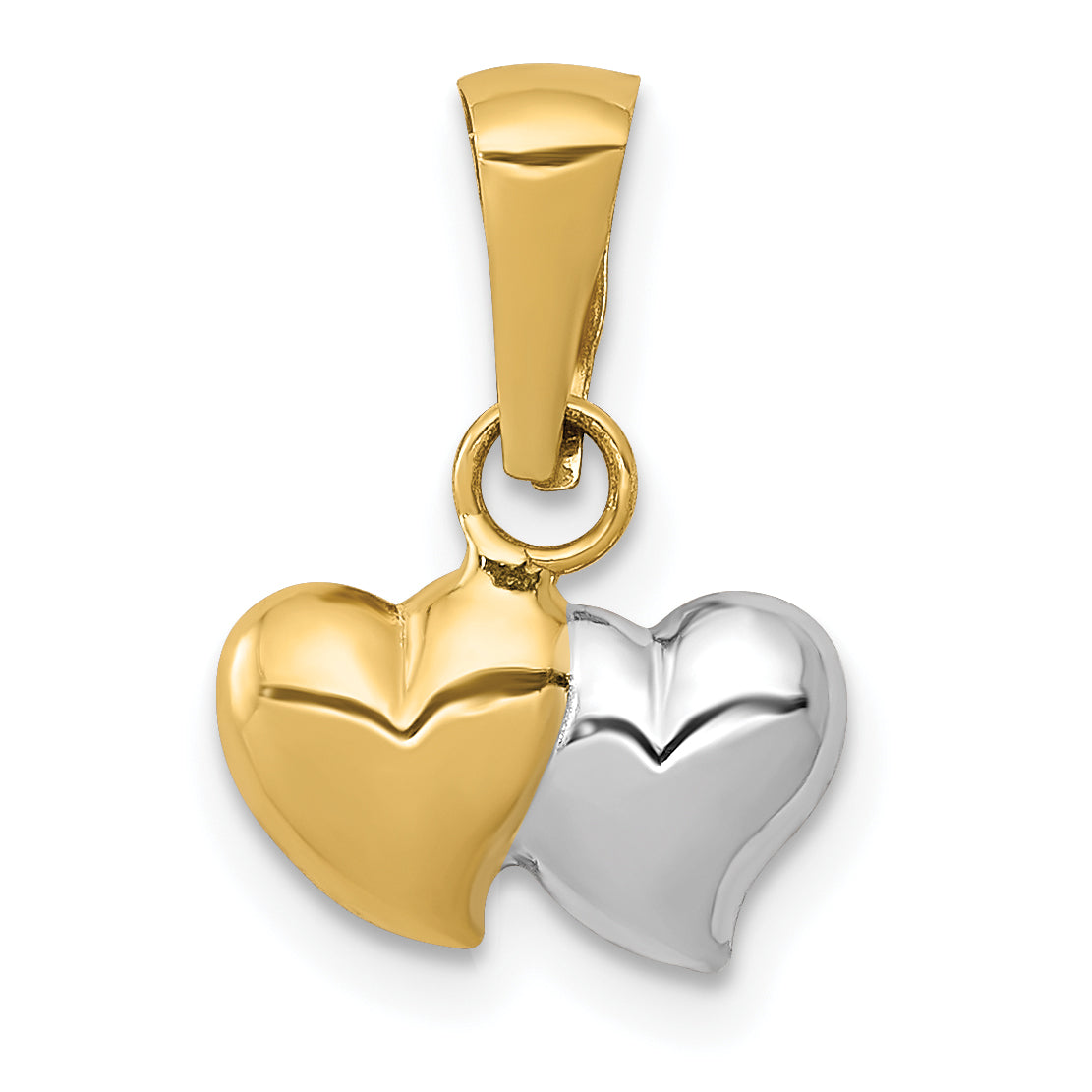 14K w/White Rhodium Double Heart Pendant Main image