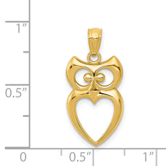 14K Gold Polished Cut-out Owl Pendant