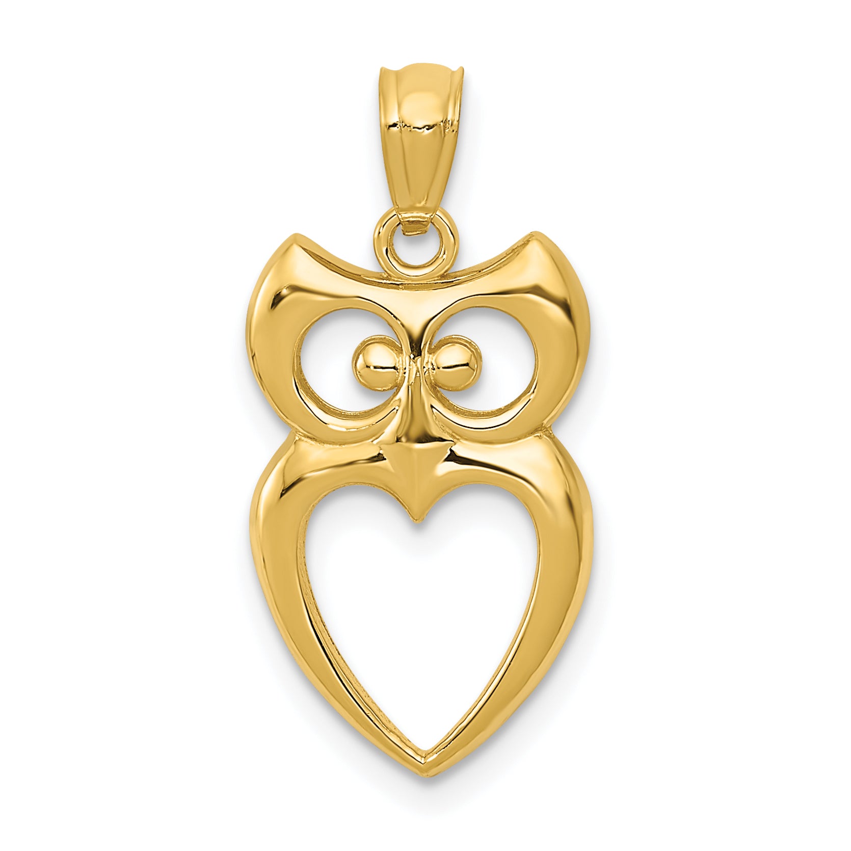 14k Gold Polished Cut-out Owl Pendant
