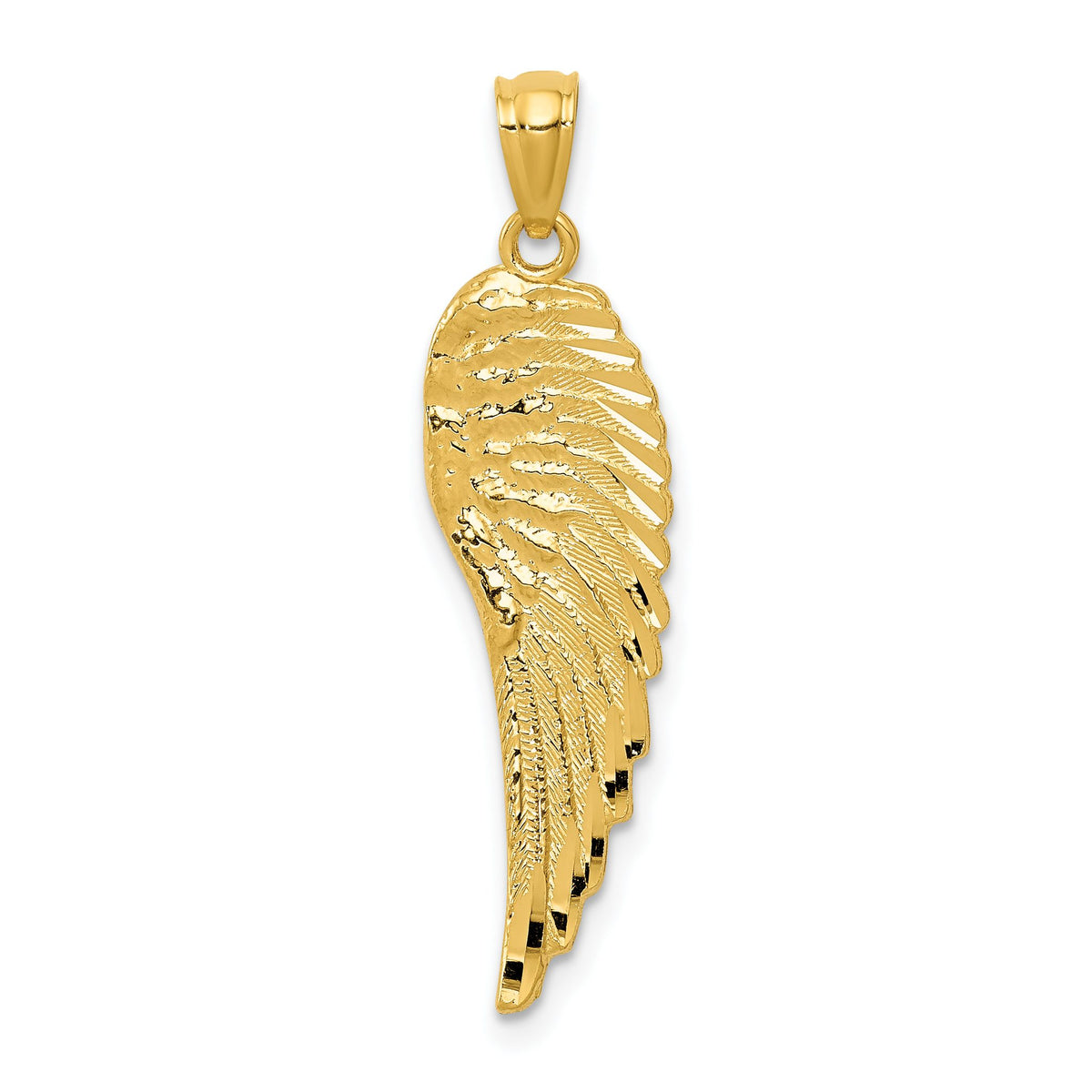 Angel Wing Pendant in 14K Yellow Gold, 32mm Textured - Sophia Jewelers Main image