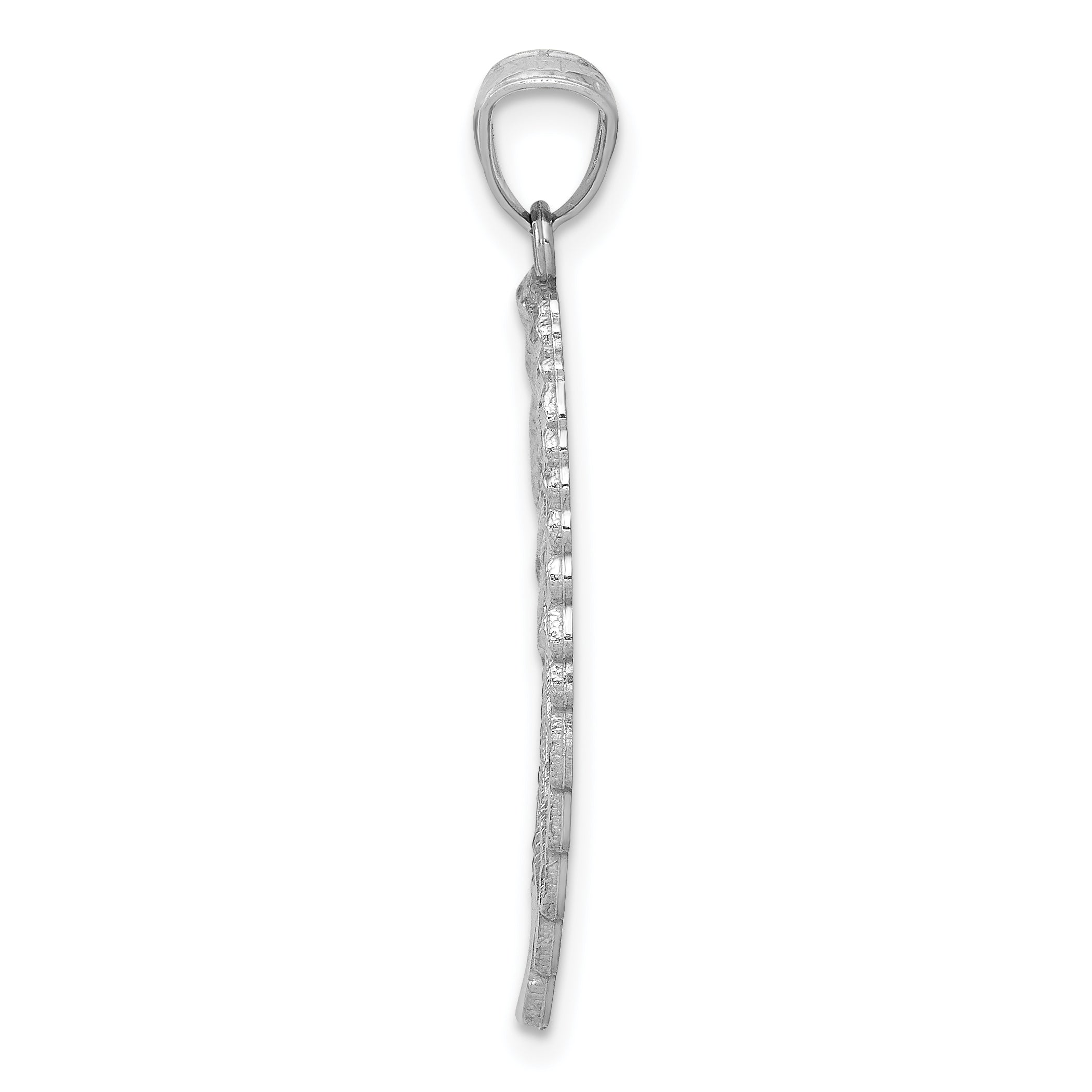 14K White Gold Polished & Textured Angel Wing Pendant Secondary image