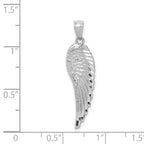 14K White Gold Polished & Textured Angel Wing Pendant