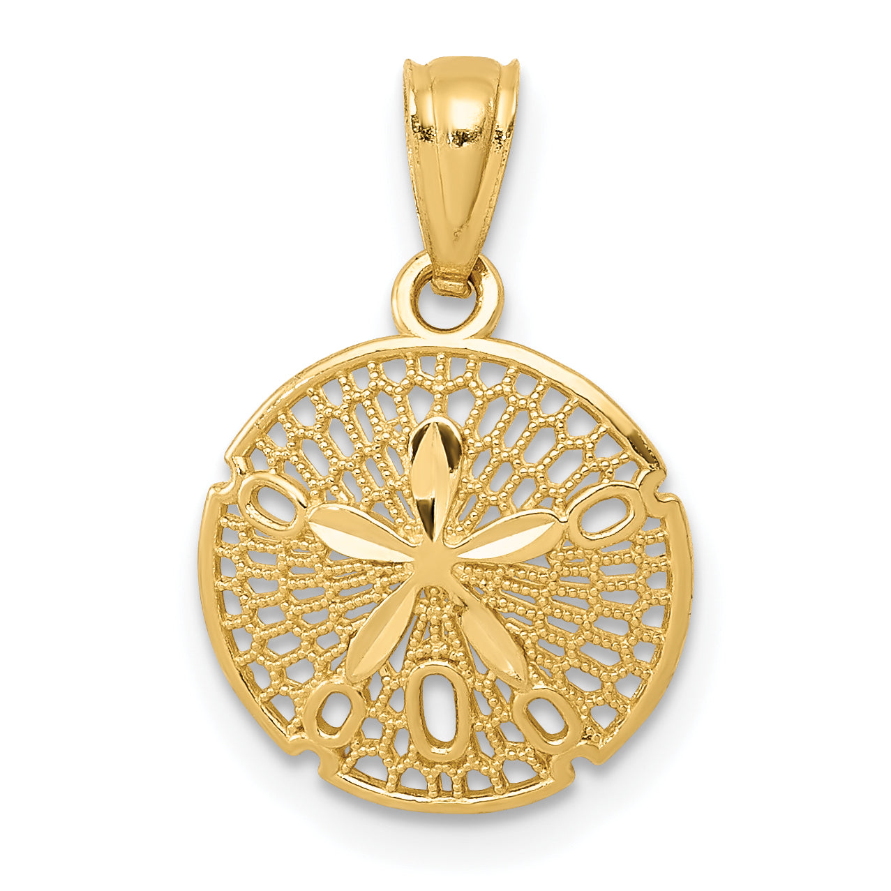 14k Gold Polished Filigree Sand Dollar Pendant Main image