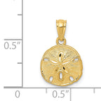 14K Gold Polished & Textured Sand Dollar Pendant