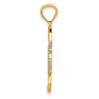 14K Two-tone Polished Cat w/heart Pendant