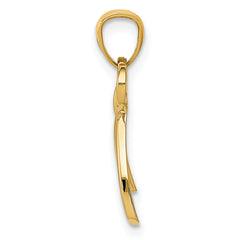 14K Gold Polished Small Ribbon Bow Pendant