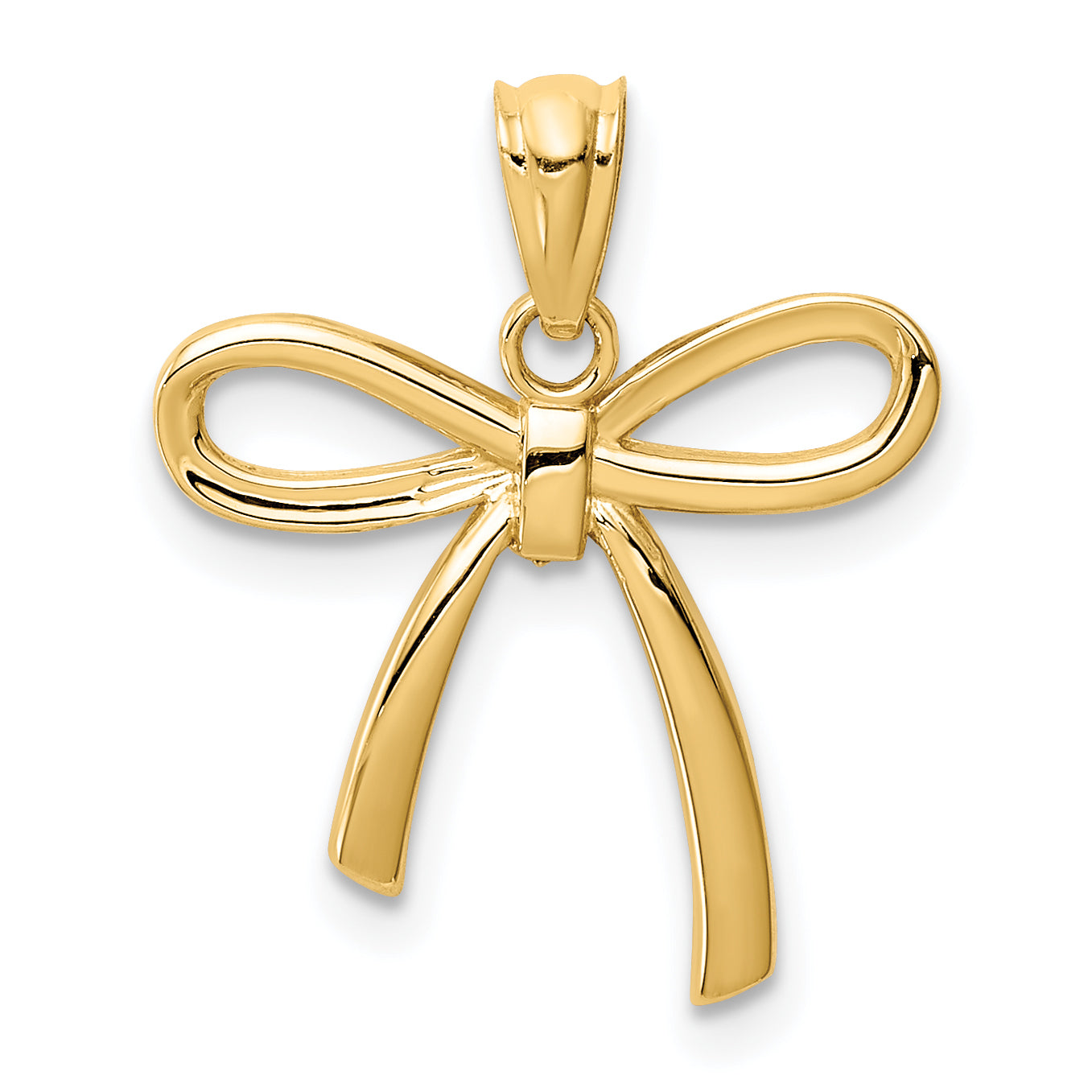 14k Gold Polished Small Ribbon Bow Pendant Main image