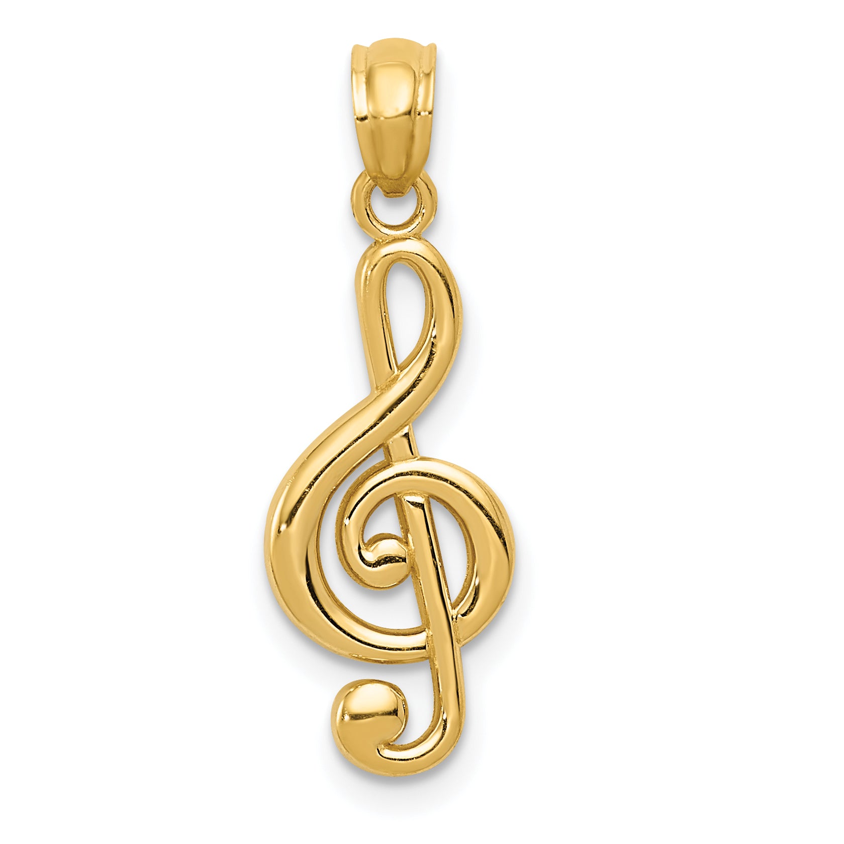 14k Gold Polished Treble Clef Pendant