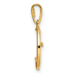 14K Childrens CZ Cat and Moon Pendant