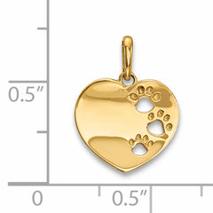 14K Childrens Heart with Pawprints Pendant