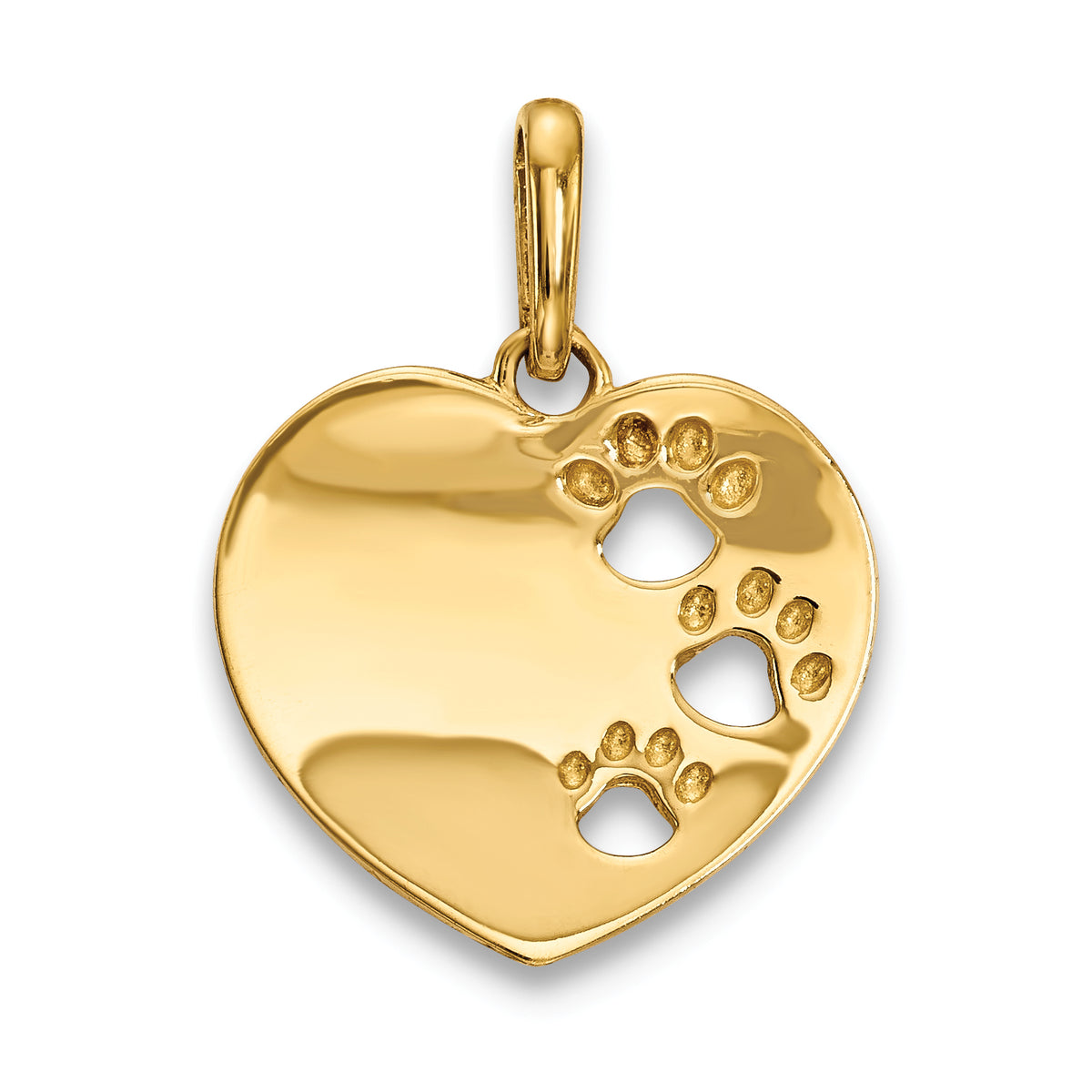 14k Childrens Heart with Pawprints Pendant