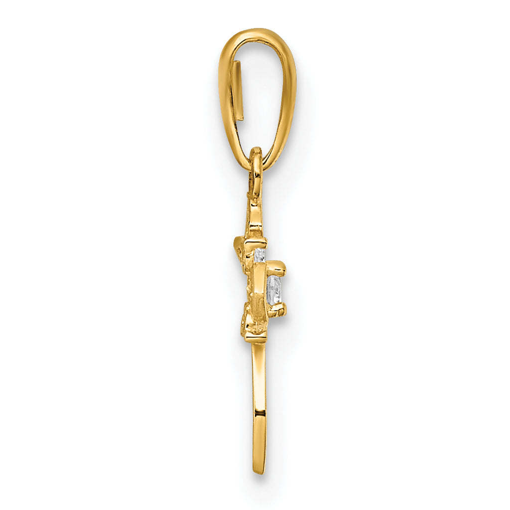 14K Childrens Fancy CZ Cross Pendant