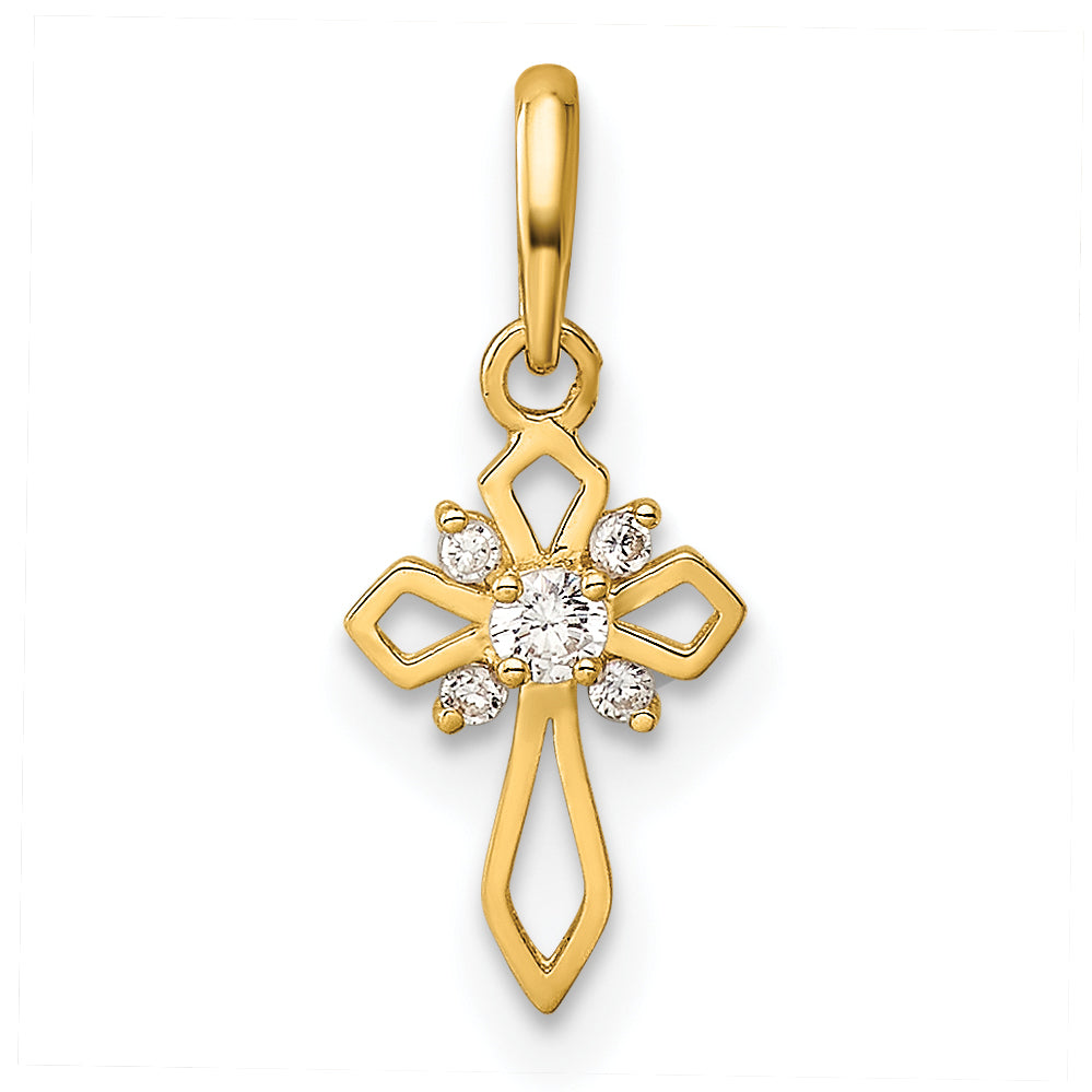 14k Childrens Fancy CZ Cross Pendant Main image
