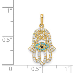 14K Multi-colored CZ Hamsa Pendant
