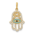 14K Multi-colored CZ Hamsa Pendant
