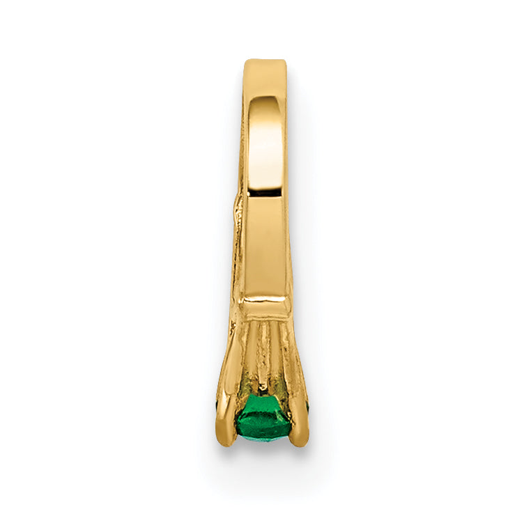 14K 3D Ring with Dark Green Glass Stone Charm