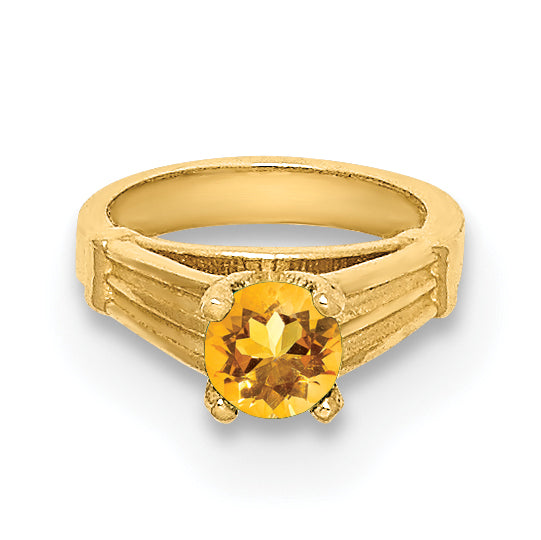 14K 3D Ring with Yellow CZ Charm