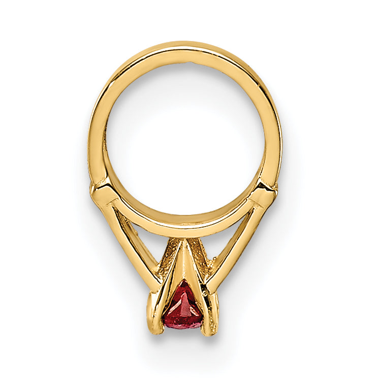14K 3D Ring with Red CZ Charm Secondary image