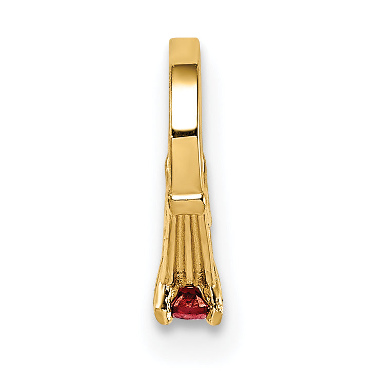 14K 3D Ring with Red CZ Charm