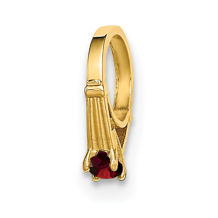 14K 3D Ring with Red CZ Charm Main image