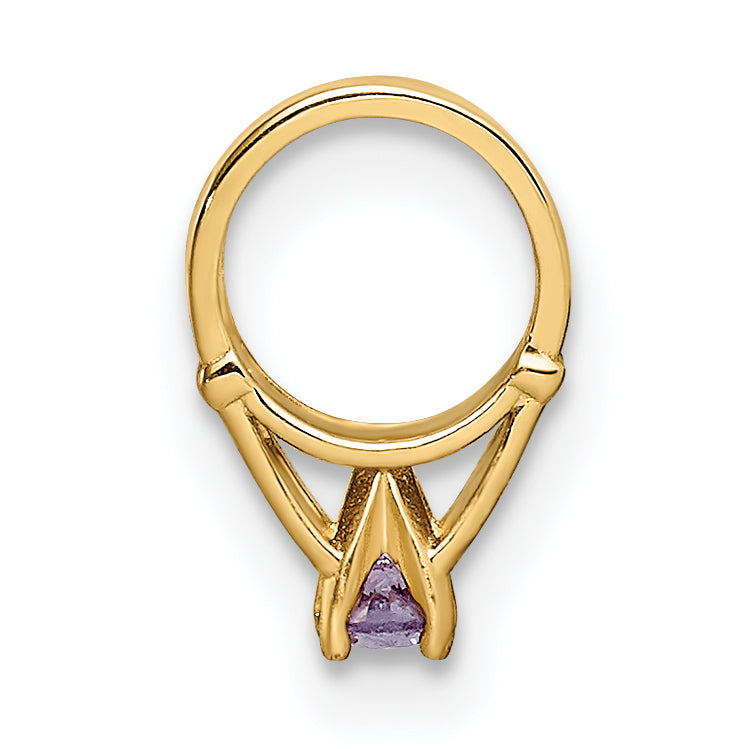14K 3D Ring with Dark Purple CZ Charm Secondary image