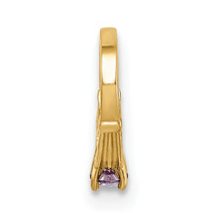 14K 3D Ring with Dark Purple CZ Charm