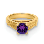 14K 3D Ring with Dark Purple CZ Charm